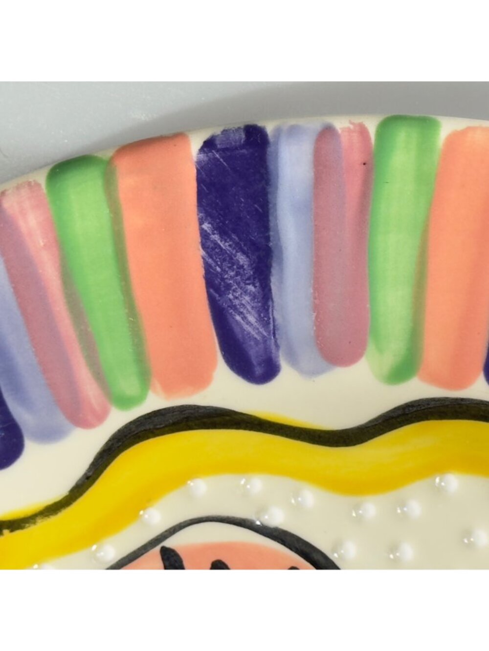 Happy Birthday Plate By Kristi McCartly Hand-Painted Ceramic 12.25" . Multicolor - Picture 9 of 12